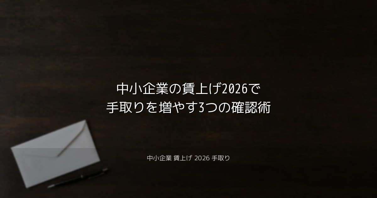 中小企業の賃上げ2026で手取りを増やす3つの確認術
