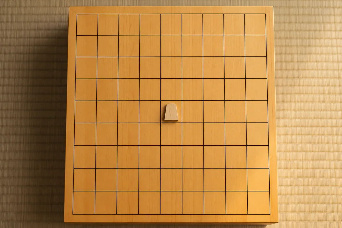 将棋盤のマスに置かれた一枚の駒