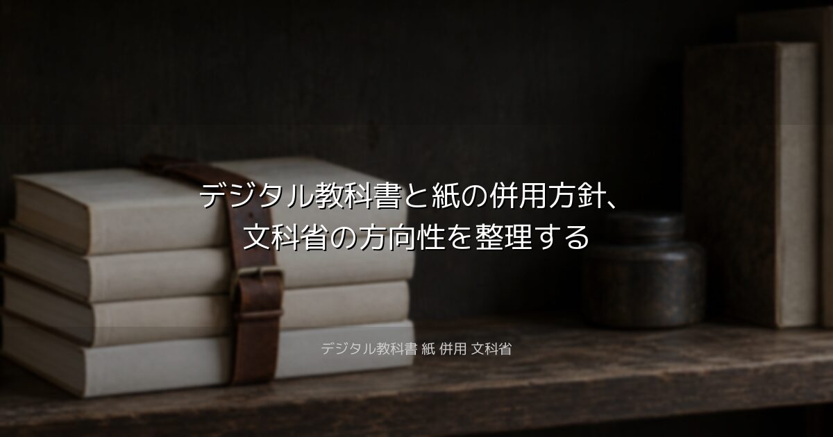 デジタル教科書と紙の併用方針、文科省の方向性を整理する｜デジタル教科書 紙 併用 文科省